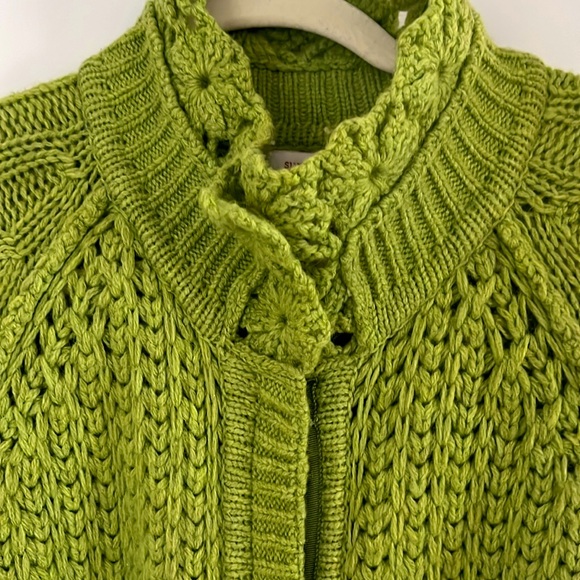 Vintage Sundance Green Lambswool Blend Snap Front Cardigan Coat - Picture 4 of 10
